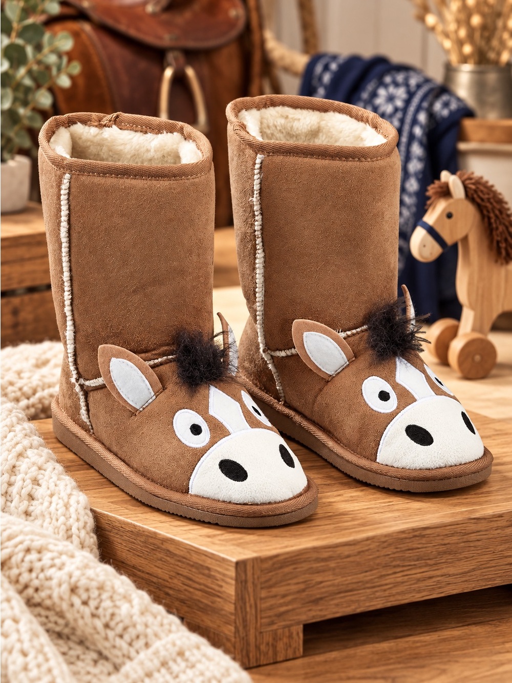 Kids Brown Horse toasty toez slipper NEW
Boots